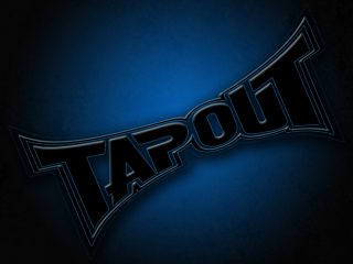 Black Big Tapout Logo Blue Glow Angled Blue Grunge Background
