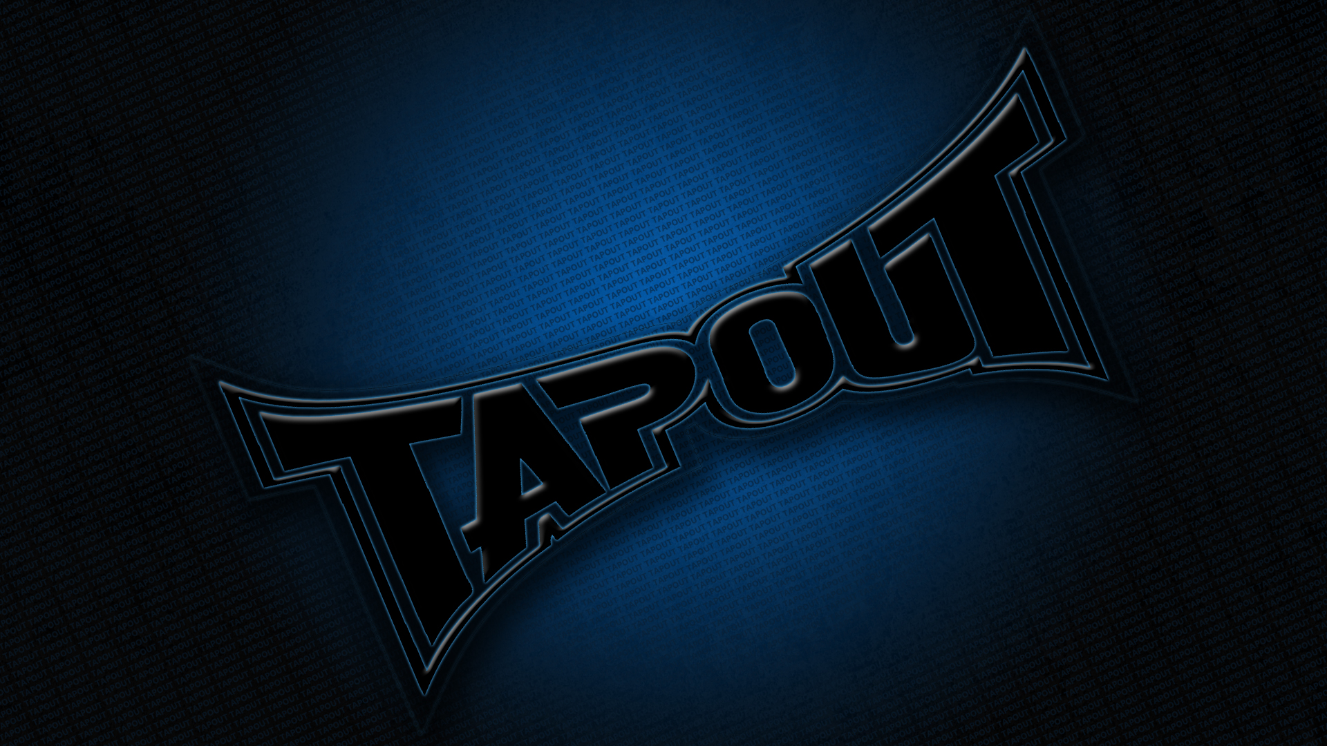 Black Big Tapout Logo Blue Glow Angled Tapout Small Print Blue Grunge Background