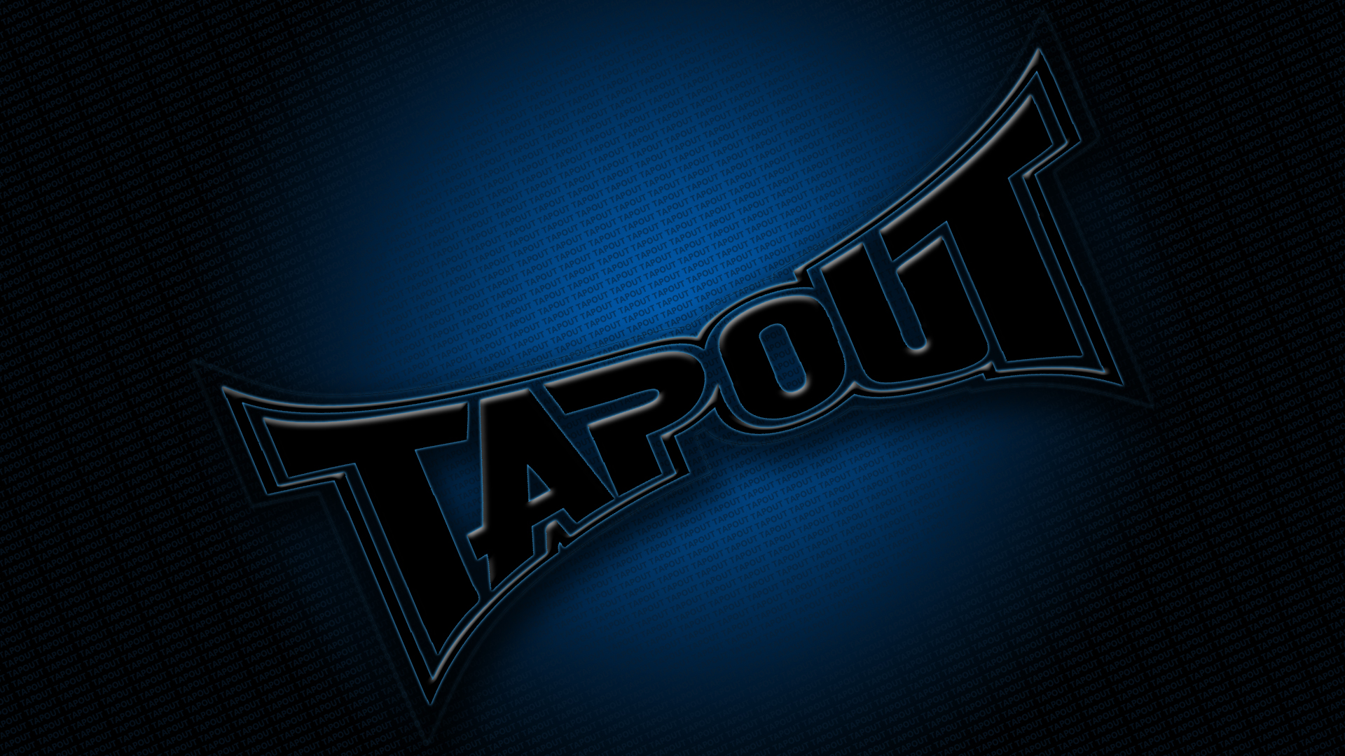 Black Big Tapout Logo Blue Glow Angled Tapout Small Print