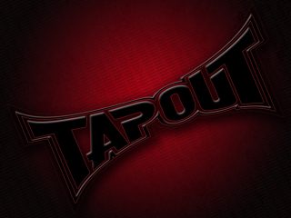 Black Big Tapout Logo Red Glow Angled Tapout Small Print Red Grunge Background
