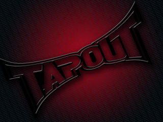 Black Tapout Logo Angled Tapout Small Print Red Grunge Background