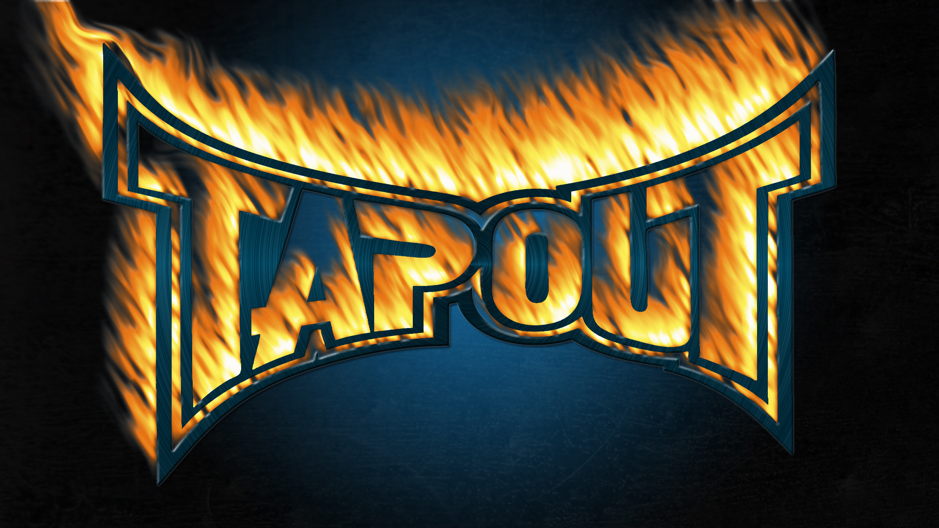 Tapout Blue Grunge Background Wide Orange Flames