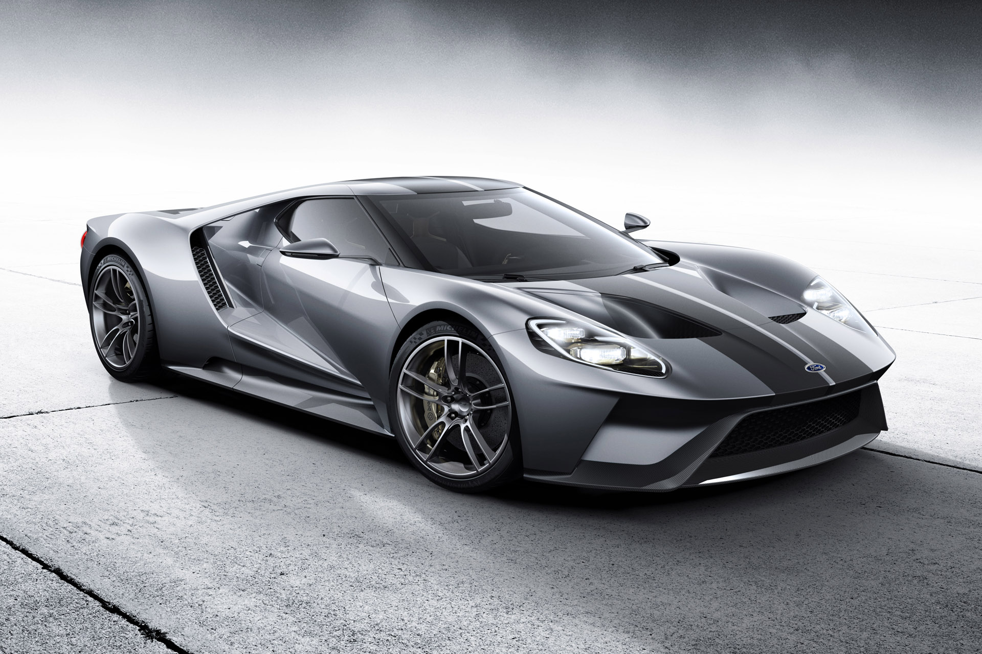 All New Ford Gt In Liquid Silver, L R, 3/4 Front Shown, February